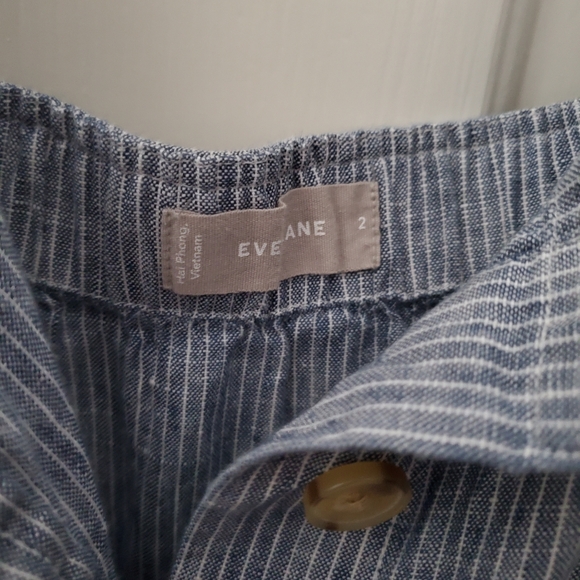 Everlane The Linen Picnic Jumpsuit (with belt),  White/Blue Pinstripe (2) - Picture 9 of 14